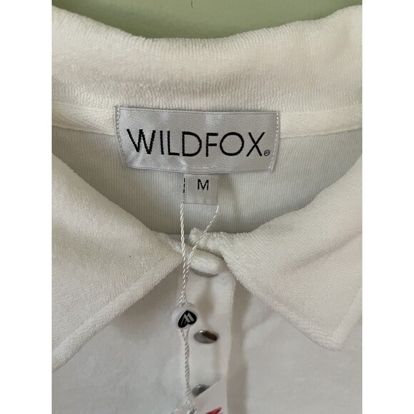 Wild Fox Candy Stripe Miami Polo Shirt Vanilla Terry Cloth Long Sleeve Medium - Picture 3 of 7